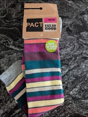 Pact Multicolor Striped Socks - Teal, Purple & Yellow